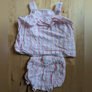 Janie and Jack Pink and White Striped Diaper Cover Set